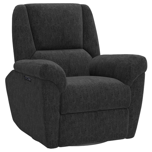 Electric Power Recliner Chair with USB Ports, 240° Swivel and Rocking Function, Soft Black Chenille Upholstered Lounge Chair for Living Room, Bedroom, and Office, 31.9" W