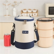Insulated Cylinder Lunch Bag | 3-Layer Thermal Bento Box with Shoulder Strap | Keep Food Hot or Cold | Water & Oil Resistant | 17.5x17.5x26.5cm