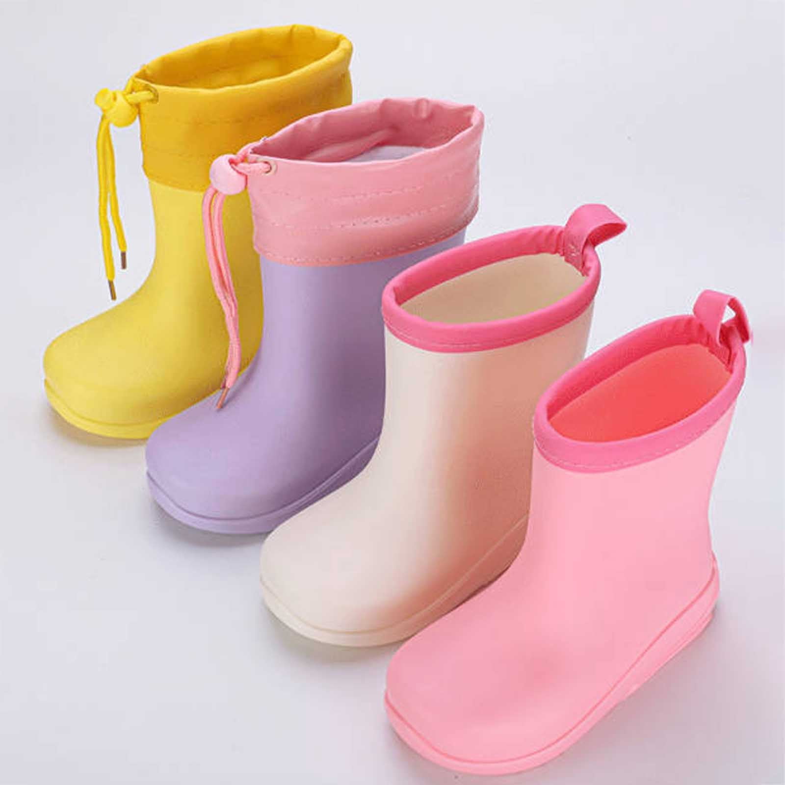 Gelikeya Rain Boots Toddler Waterproof Outdoor Wear Natural Rubber Boots Boys' Fashion (Yellow, Size 10-10.5 Years)
