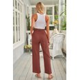 thumbnail image 1 of ABPHQTO Pantalones de pierna ancha con cordón de cintura elástica roja para mujer, 1 of 5