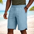 thumbnail image 2 of Men's Nylon Spandex Blend Casual Sports Shorts, Sweat Wicking Flexible Drawstring Elastic Waist Zipper Side Pockets for Training Walking Beach | TruHer,Sky Blue L, 2 of 9