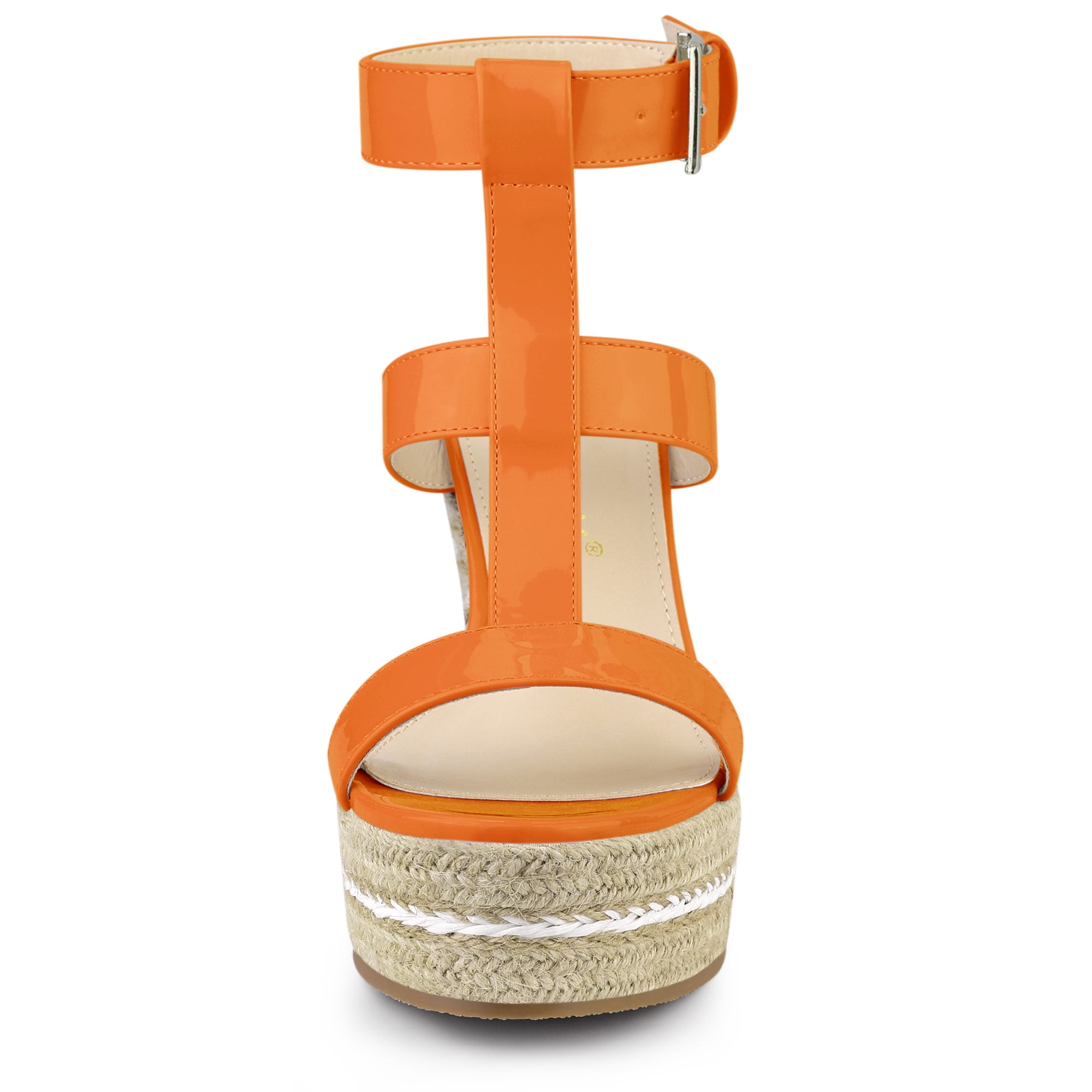 Unique Bargains Women's Strappy Espadrille Wedges Platform Sandals for Fashion Orange 6