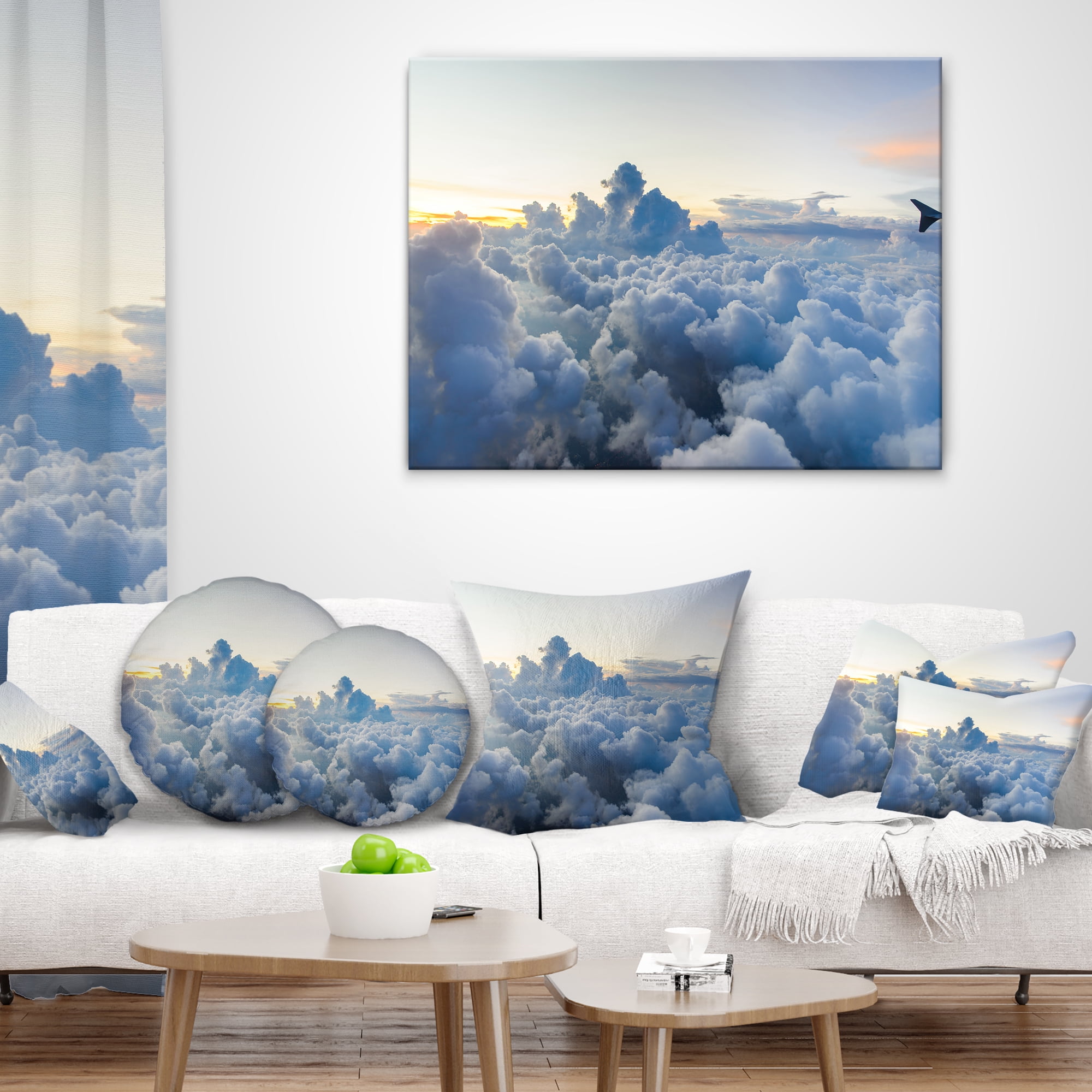 Designart Light Blue Heavy Clouds in Sky - Contemporary Landscape Printed Throw Pillow - 18x18