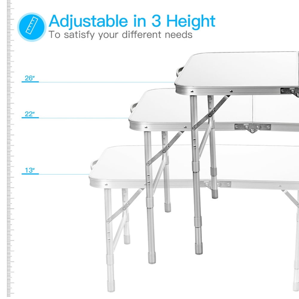 Aimee Lii Adjustable Portable Aluminum Patio Folding Camping Table for Outdoor and Indoor, Outdoor Picnic Camping Equipment