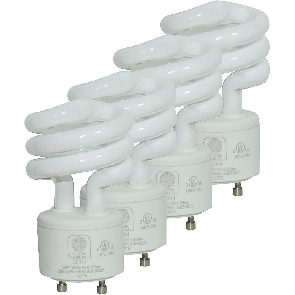SleekLighting GU24 Base 13Watt UL Listed T2 Mini Spiral Two Prong Twist