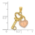thumbnail image 2 of 14k Two Tone Textured Polished Gold Love Heart Lock and Key Pendant Necklace Measures 21x15mm Wide - Pendant for Women, 2 of 2