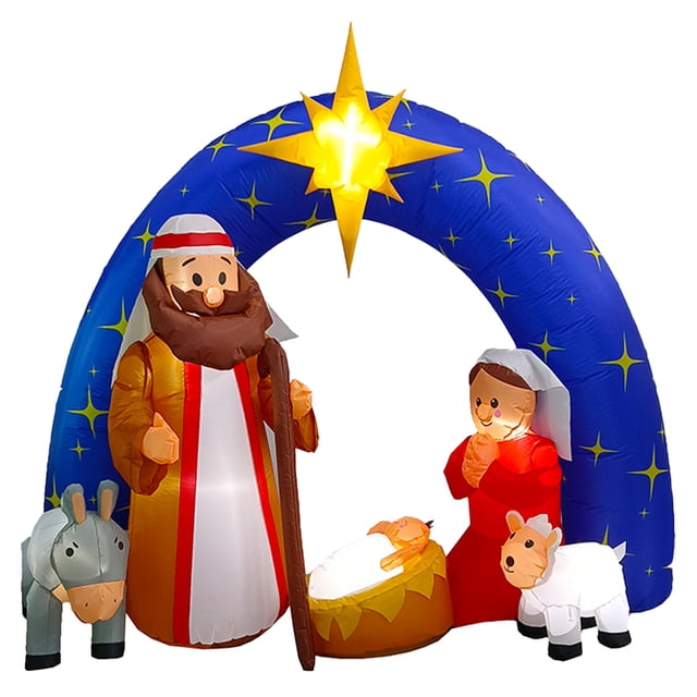 Inflable de Navidad nacimiento pesebre Navideño Artego con 5 personajes premium - 2m