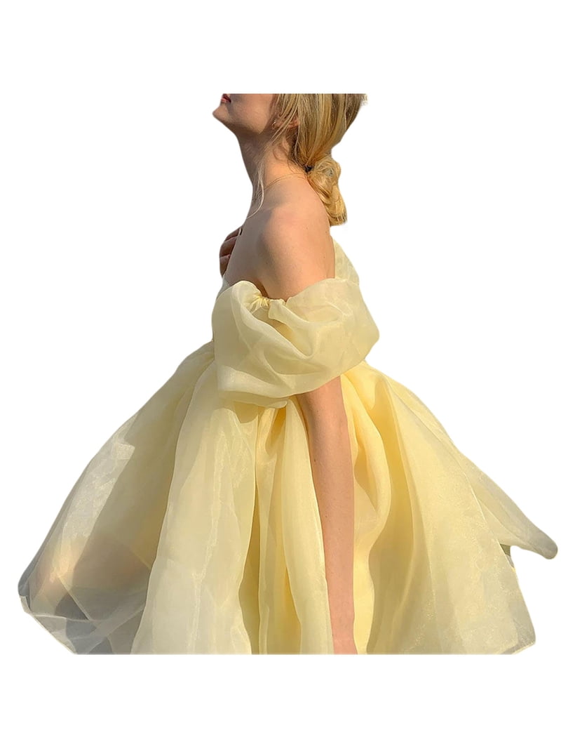 sachin and babi light blue dress Womens Puff Sleeve Tulle Princess Dress Fairy Ruffle Flowy Mesh Mini Summer  Dresses Corset Selkie Poofy Costume
