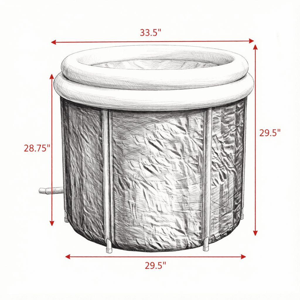 33.5 Inch Inflatable Ice Bath Tub with Thermal Cover for Cold Therapy