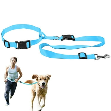 Hands Free Waist Pet Leash Durable Dog Lead for Pets Running Hiking Jogging Waking (Blue）