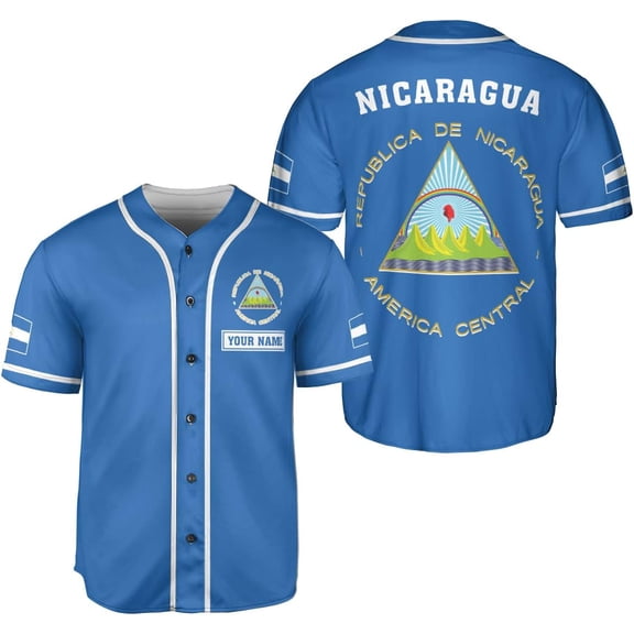 Personalized Nicaragua Baseball Jersey Shirt Name Nicaraguan Baseball Jersey for Men & Women Nicaraguan Camisas (S)