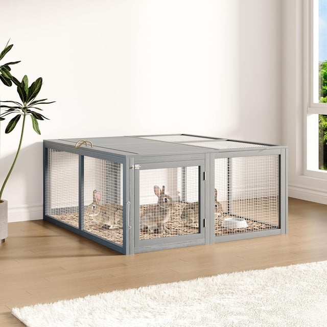 Yeshouse Gallinero plegable para conejos y gallinas, corral portátil con puertas superiores y laterales, ideal para interior y exterior, no requiere montaje