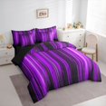 thumbnail image 2 of jejeloiu Purple Black Gradient Stripe 7pcs Bedding Comforter Set Kids,Geometric Ombre Lines Queen Bedding Sets,Reversible, 2 of 7
