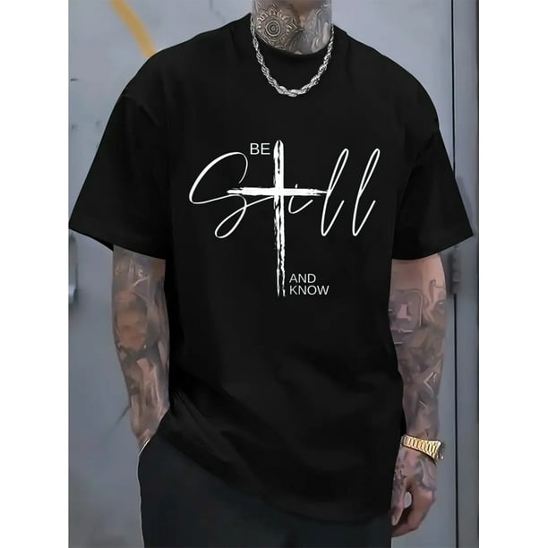 Camiseta con estampado de fe cristiana de Jesús, informal, de cuello redondo y manga corta, cómoda para primavera y verano, ropa para hombre, camiseta deportiva de ocio.