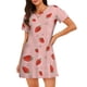 thumbnail image 1 of Fotbe Strawberry Bata de Dormir para Mujer con Estampado, Camisón de Algodón de Manga Corta, Ropa de Dormir Casual, 1 of 6