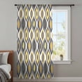 thumbnail image 3 of Yellow Black Geometric Sheer Curtains 54 Inches Long, Abstract Art Diamond Modern Light Filering Curtains, Breathable Simi Curtain Privacy Drapes for Kitchen Bathroom Nursery Small Window Treatment, 3 of 7