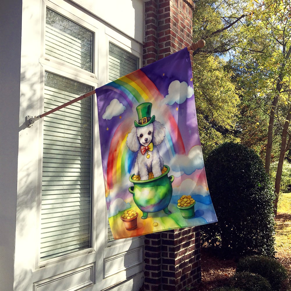 White Poodle St Patrick's Day House Flag 28 in x 40 in