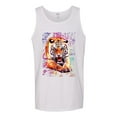 thumbnail image 2 of Wild Bobby, Tiger Growling Colorful Trippy Tie Dye Animal Lover Mens Graphic Tank Top, White, 3XL, 2 of 3