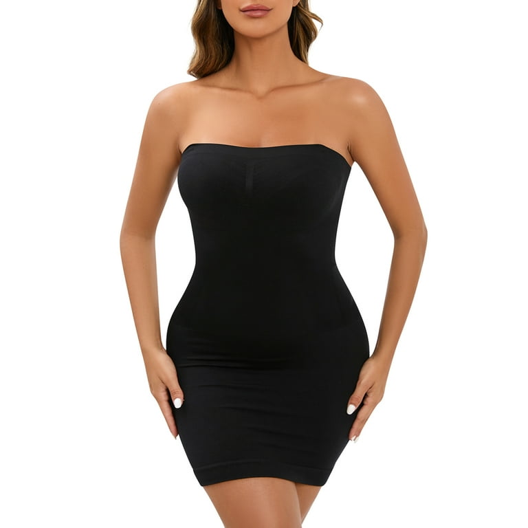 SAYFUT Women's Seamless Slip Shapewear Full Under Dress Long Slimmer  Shaping Control Body Shaper Black/Nude 
