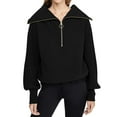 thumbnail image 4 of TRKIYQC Sudadera Suelta De Otoño Para Mujer, Color Sólido Solapa Media Cremallera Manga Larga De Moda Jersey De Gran Tamaño TRKIYQC moda, 4 of 5