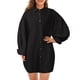 thumbnail image 1 of Vestido de camisa de gran tamaño para mujer, cuello vuelto, mangas abullonadas, vestido con botones, Abanopi Negro/3X-grande, 1 of 7