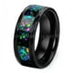 thumbnail image 1 of Anillos de carburo de tungsteno martillado para hombres y mujeres, bandas de boda, incrustaciones de ópalo triturado de galaxia, acabado cepillado, ajuste cómodo, 8mm, 1 of 4