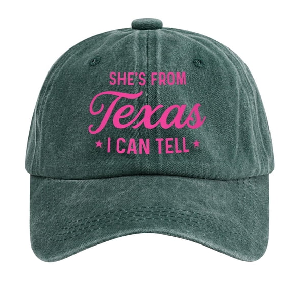 She'S From Texas I Can Tell Baseball Cap Vintage Washed Letter Graphic Dad Hat Adjustable Retro Trucker Hat For Men And Women