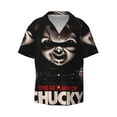 thumbnail image 2 of Lsque Chucky print Men's Cuban Collar Short Sleeve Shirt Summer Beachwear Casual Button Down Fashionable Vacation Leisure Shirt-XX-Large, 2 of 7