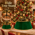 thumbnail image 6 of LOMYOLO Velvet Christmas Tree Collar 30 Inch Foldable Christmas Tree Skirt Stand Cover, Plush Xmas Tree Base Cover with Gold Trim, Christmas Tree Collar for Indoor Holiday Decorations - GREEN, 6 of 8
