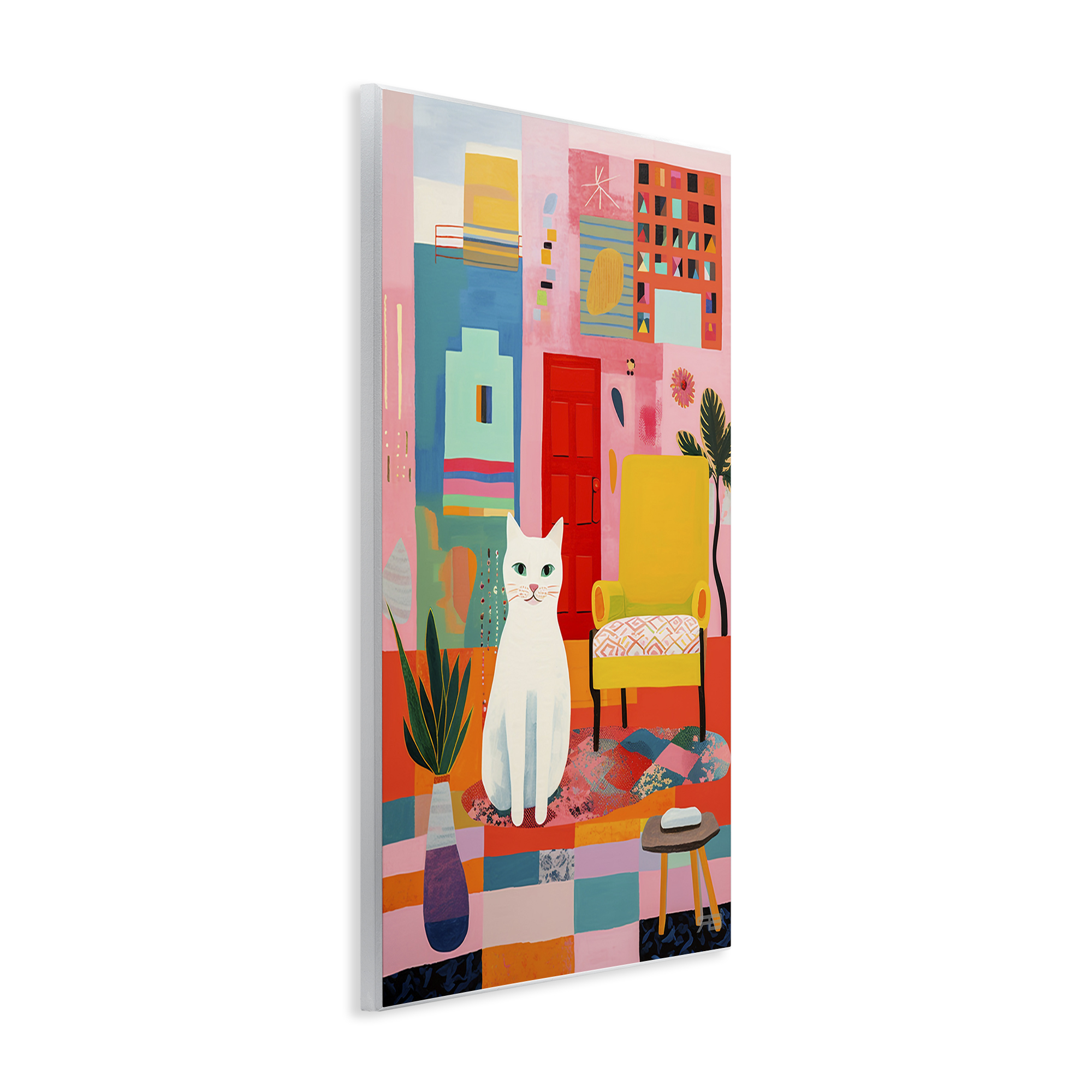 Stupell Industries Cat & Eclectic Design Animals & Insects Painting Unframed Art Print Wall Art, 10 x 15