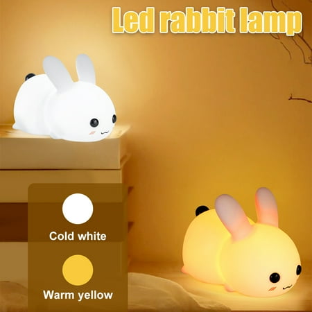 

Harupink Cute Bunny Night Light Easter Gifts for Kids/Toddler/Teen Girls/Boys Portable Animal Lamp for Bedroom Kawaii Room Decor Color Changing/Squishy Baby Toys