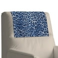 thumbnail image 4 of COEQINE Non-Slip Recliner Headrest Protector Faux Leather Washable Head Rest Covers for Recliner with Hook and Loop Straps for Sofa/Couch/Loveseat, 17x27 Inch, Blue Leopard Print, Set of 3, 4 of 7