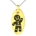 thumbnail image 1 of Rose Gold Stainless Steel Gingerbread Man Engraved Small Oval Charm Pendant Necklace, 1 of 1
