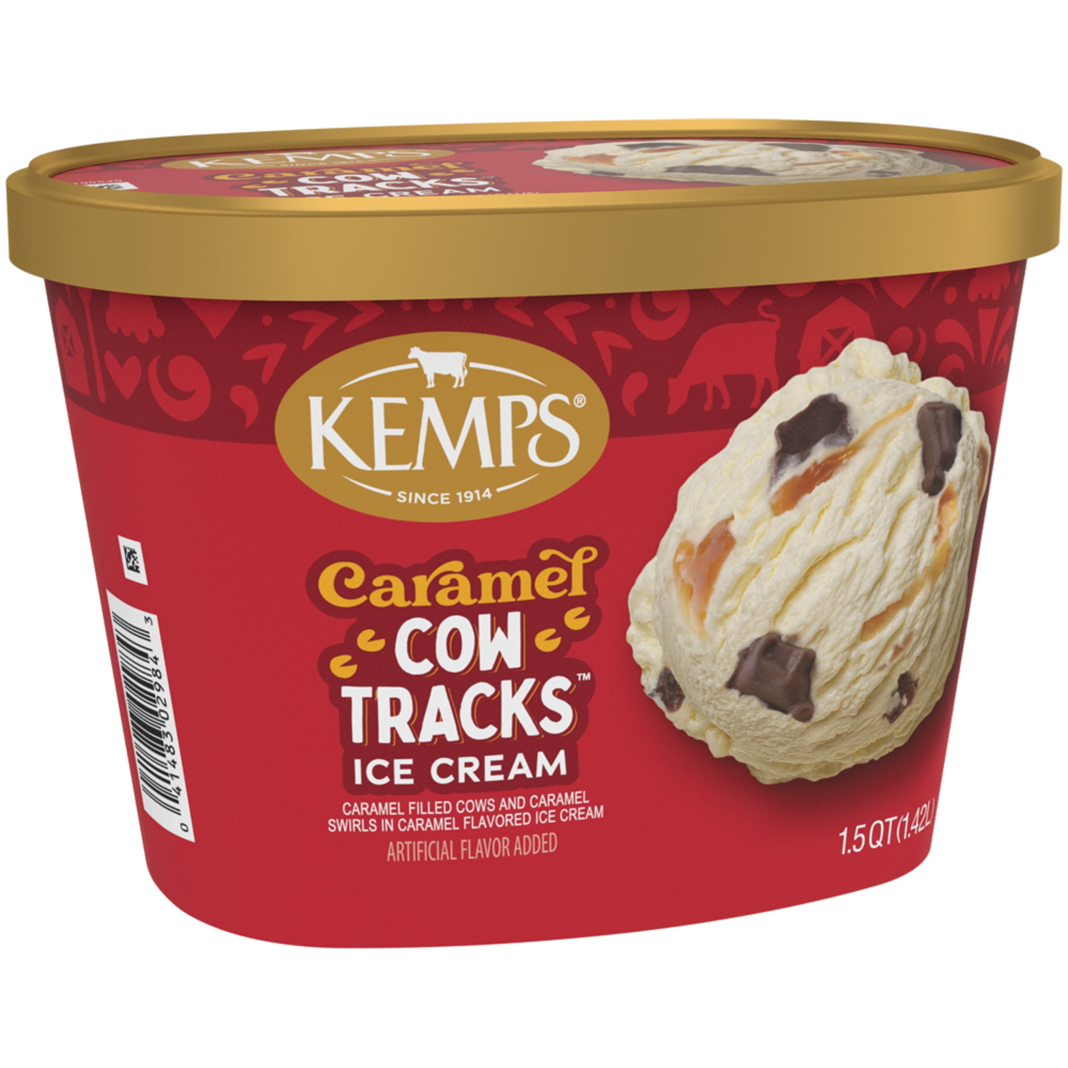 Kemps Caramel Cow Tracks Ice Cream 1.5 Quart