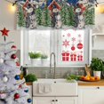 thumbnail image 5 of Christmas Snowman Curtain Valances for Windows, Kitchen Valance Window Treatments Panel 2 Pack, Xmas Tree Snowflake Farmhouse Blue Rod Pocket Short Curtains for Bathroom Bedroom 60 x 18 Inch, 5 of 8