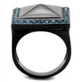 thumbnail image 3 of Luxe Jewelry Designs Women's IP Black Stainless Steel Ring with Round Montana Top Grade Crystals -, 3 of 4