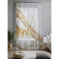 thumbnail image 2 of Sheer Curtains 108 Inches Long, White Yellow Marble Semi Sheer Curtains Light Filtering Window Treatment, Ink Painting Modern Art Privacy Voile Drapes for Living Room Bedroom 52x108 Inch, 2 of 7