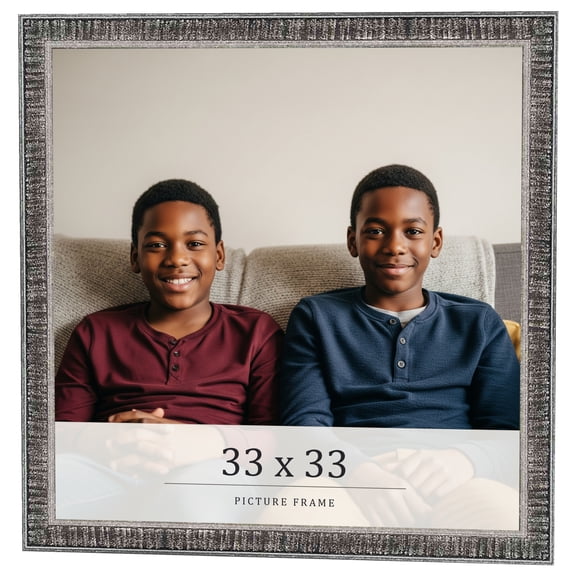 33x33 Frame Silver Grey Distressed Solid Wood Picture Frame | 0.75 Inch Moulding Width | Interior