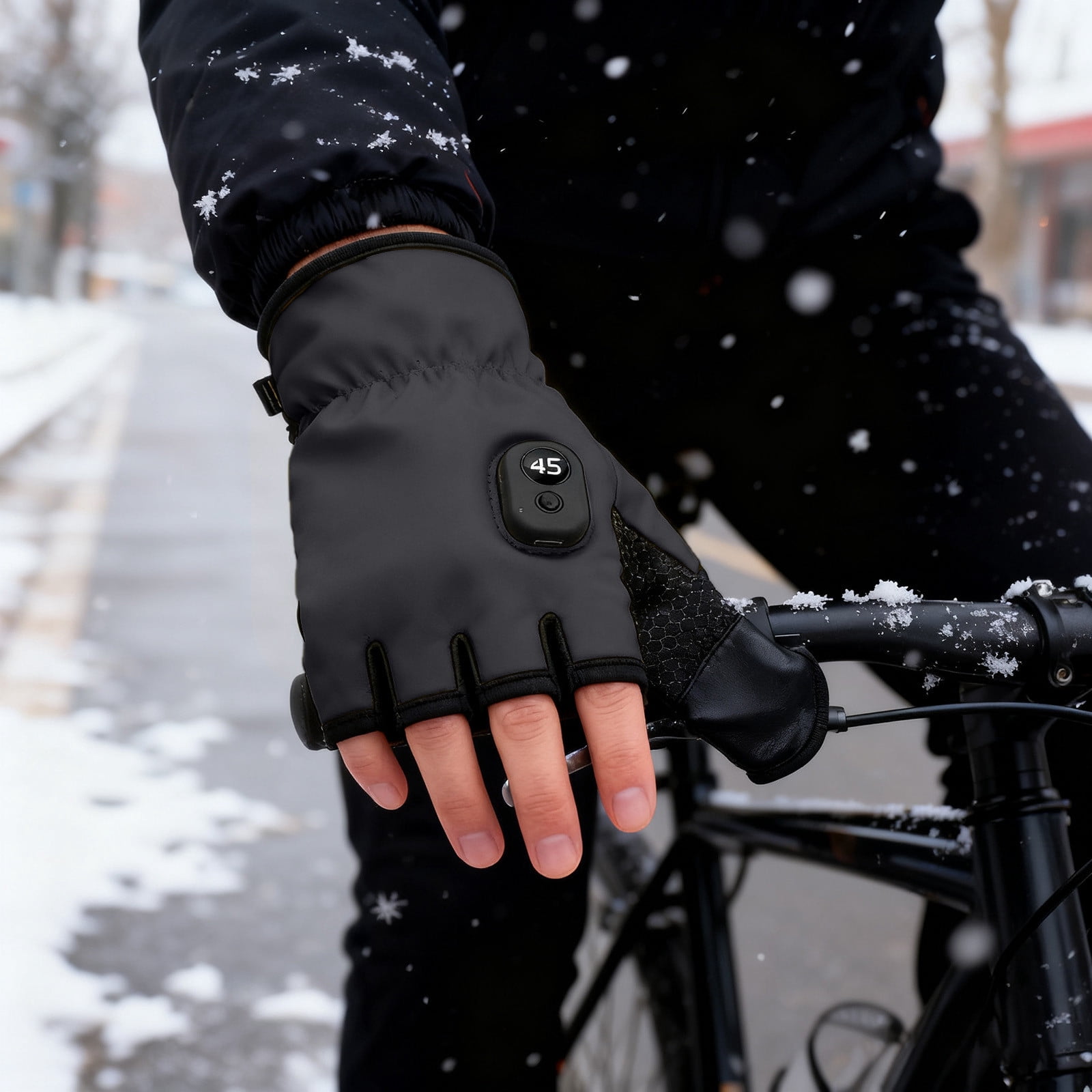USB Heated Fingerless Gloves with Digital Display, Rechargeable 3 Speed Adjustable Heating Gloves for Outdoor Work Cycling Skiing, Portable Hand Warmer for Men Women Winter Use
