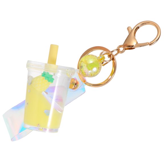 LEORX 1PC Fruit Liquid Quicksand Keychain Acrylic Yellow Ornament