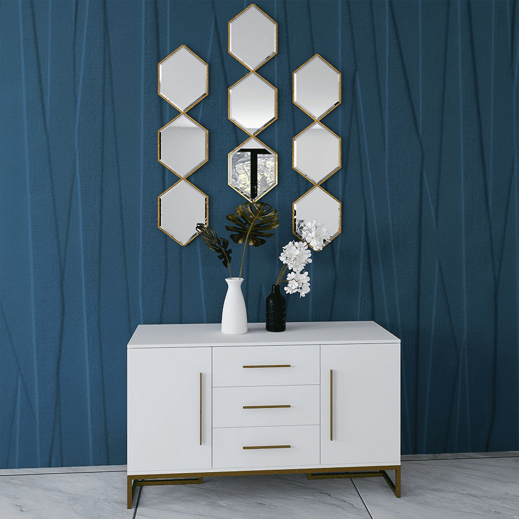 Ember Interiors Briar 47" Modern Dining Room Storage Sideboard, White Finish