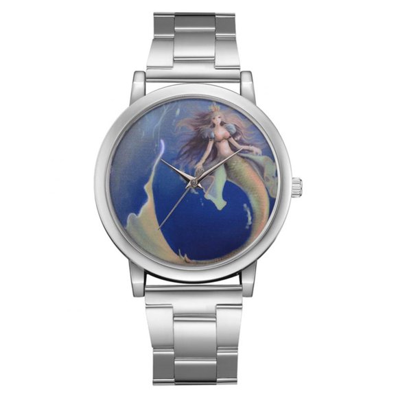 ATTOE LVPAI Simple Fashionable Sea Maid Women Quartz Alloy Strap Wristwatch Casual Watch(Slivery)-081402