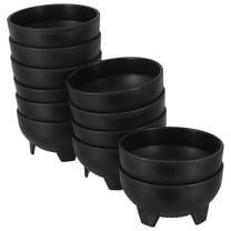 LOLIPPYY Set of 12 Black Plastic Footed Salsa Bowls for Party Serving, Snack Containers, and Appetizer Dishes