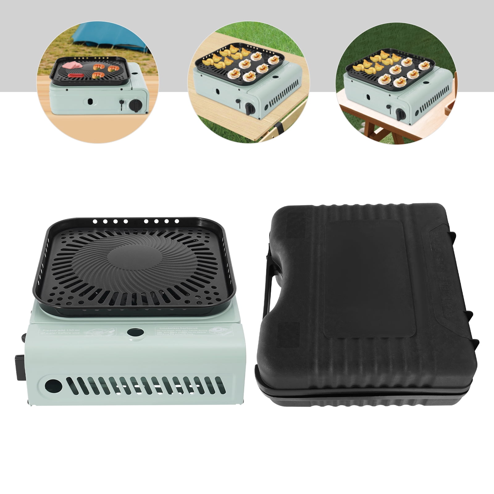TFCFL 2.3KW Camping Grill Stove 12.2x10.62x4.72in Portable Camping Grill Gas Stove Grill Stove with Portable Carry Case