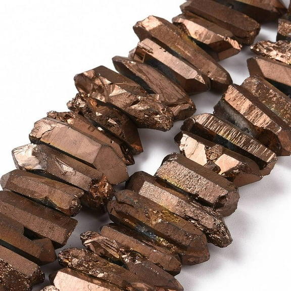 Natural Quartz Points Beads Strands Dyed Camel 15~30x4~8x4~7mm Hole: 1mm 8 inch