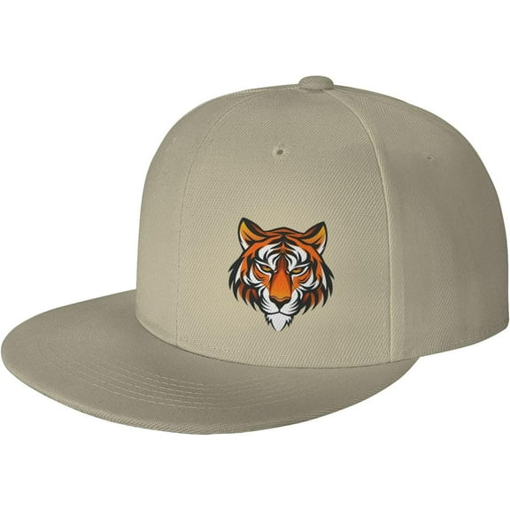 Tiger Face Flat Bill Hats Teens Cool Snapback Baseball Cap Unisex