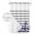 thumbnail image 2 of Anchor Gray No Hook Shower Curtain Waterproof, Bathroom Curtains with Snap in Liners and See Through Top Window, Modern Navy Blue White Striped Nautical Hotel Style Bathtub Curtains Shower 72"Wx96"L, 2 of 8