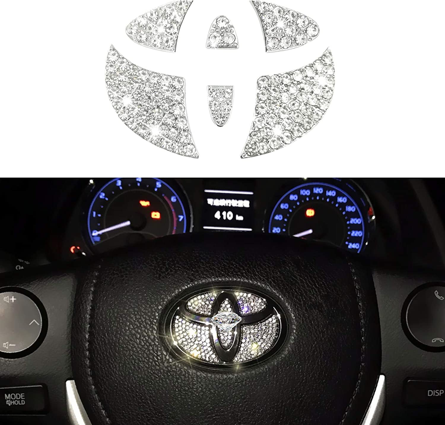 Jaronx Crystal Steering Wheel Bling Emblem Compatible with Toyota Camry