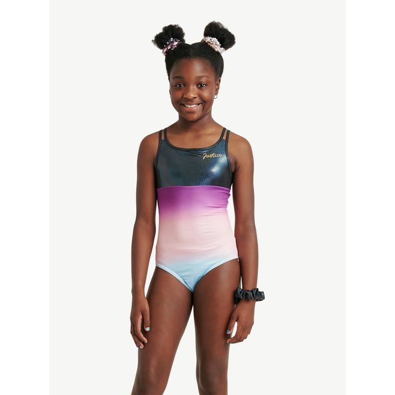 Justice Girls Ombre Macrame Back Dance and Gymnastics Leotard with
