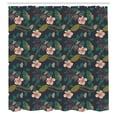 thumbnail image 2 of Ambesonne Floral Shower Curtain, Flower Illustration on Dark, 69"Wx70"L, Jade Green Peach Fawn, 2 of 4